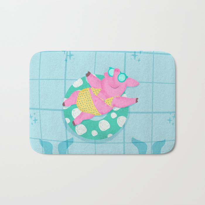 Pink Pig at the Pool Bath Mat