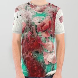 Anime summer blooming poppy field All Over Graphic Tee