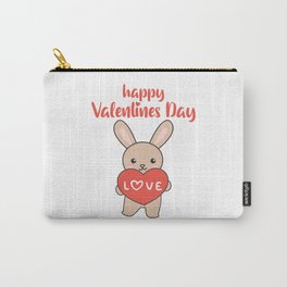 Bunny For Valentine's Day Cute Animals With Hearts Carry-All Pouch