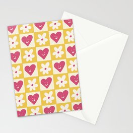 Spring of Flowers and Love - Pink and Yellow Happy Stationery Card