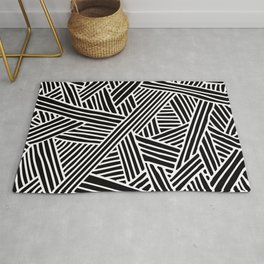Abstract black & white Lines and Triangles Pattern - Mix and Match with Simplicity of Life Area & Throw Rug