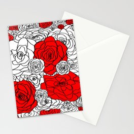 White & Red Rose Bush Stationery Cards