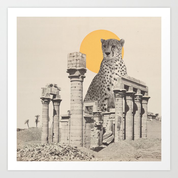 Giant Cheetah in Ruins Art Print