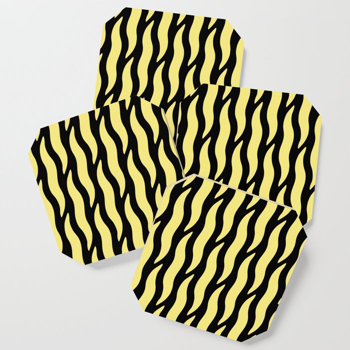 Tiger Wild Animal Print Pattern 232 Black and yellow Coaster
