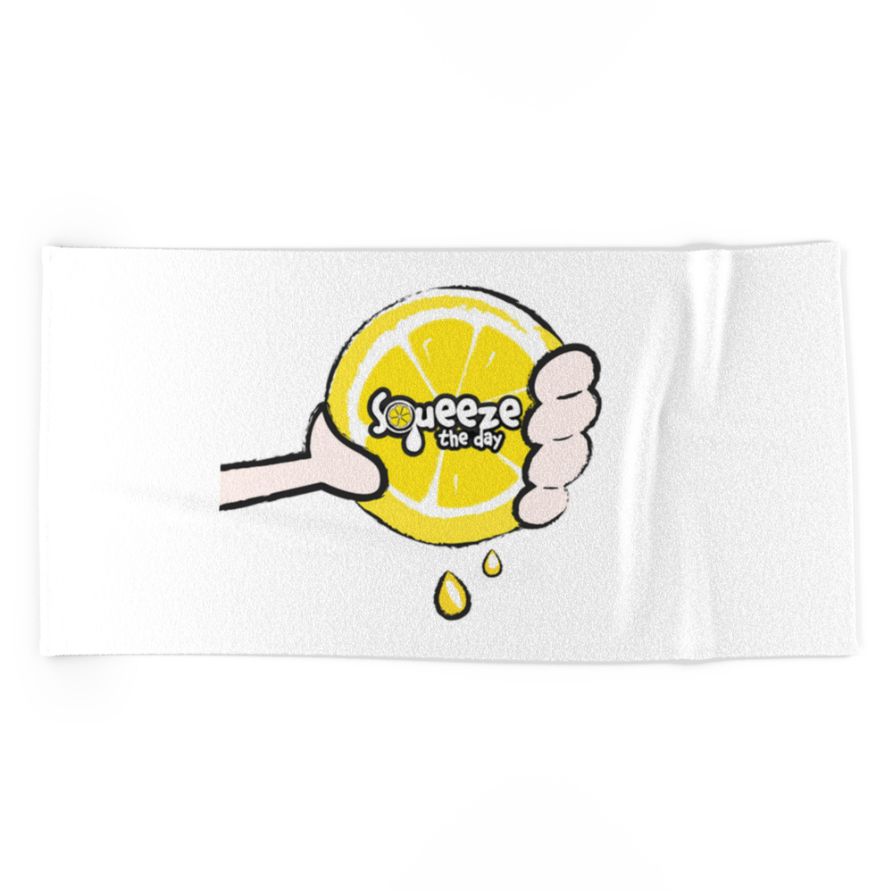 Squeeze Lemon Orange Beach Towel by superneozeep