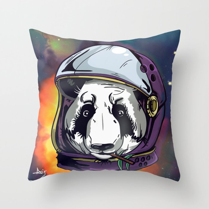 Panda in Spase Throw Pillow