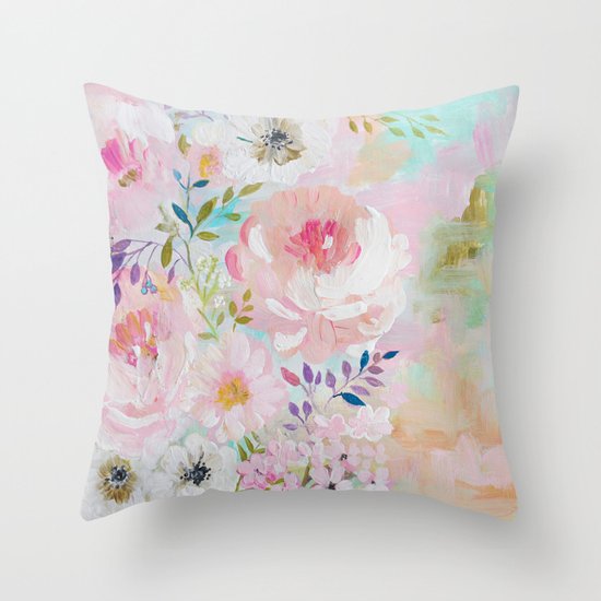 Acrylic rose garden Throw Pillow