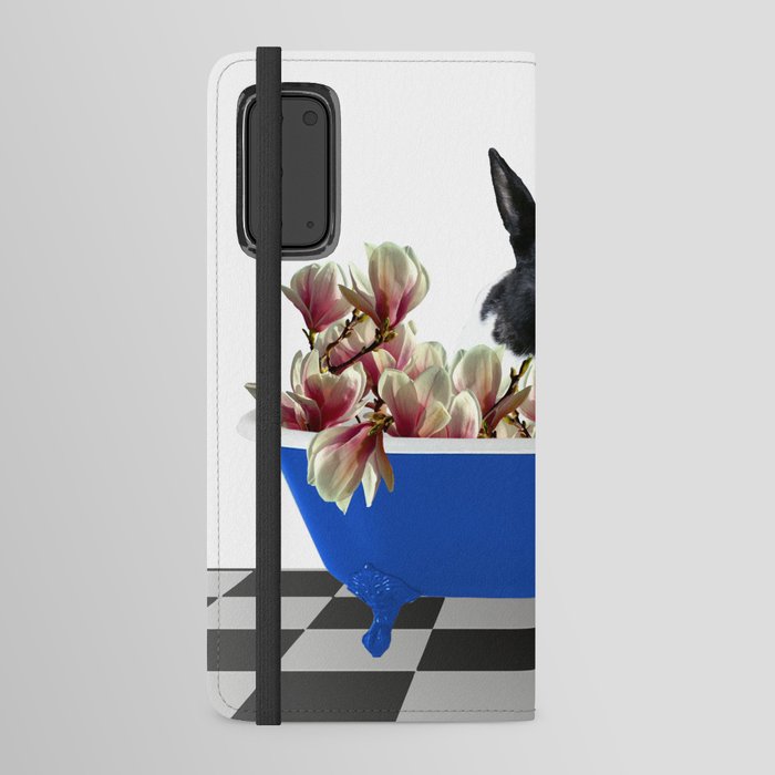 Bunny Rabbit Blue Bathtub - Magnolia Flowers Android Wallet Case