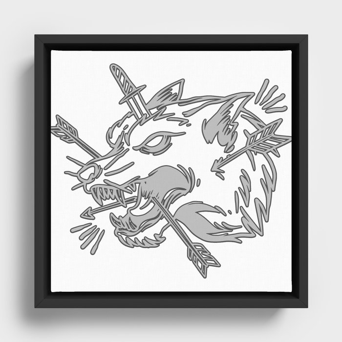 Wolf hand drawing illustration white Framed Canvas