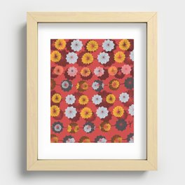 Summer Wildflowers in Golden Yellow, Orange, And Blue  Recessed Framed Print