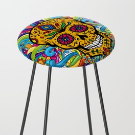 Mexican Skull Colorfull Counter Stool