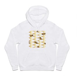  Golden honeycomb with honeybees on a white background. Hoody