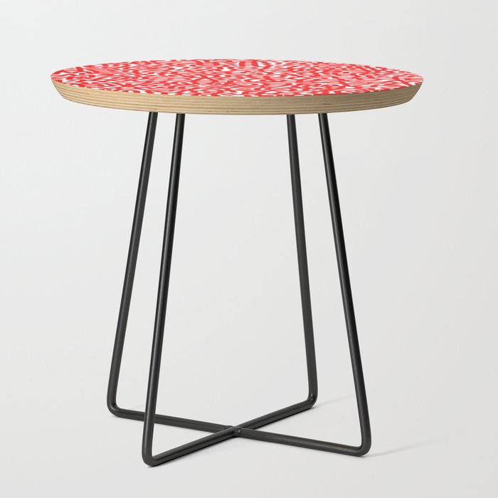 Candy Apple Red on White Doodles Side Table