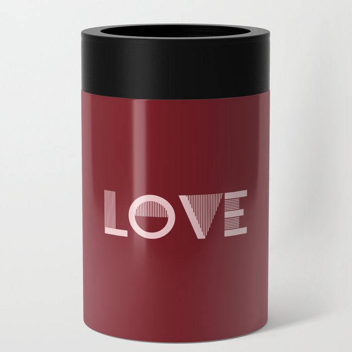 Love Red Dahlia solid color minimalist modern abstract illustration  Can Cooler