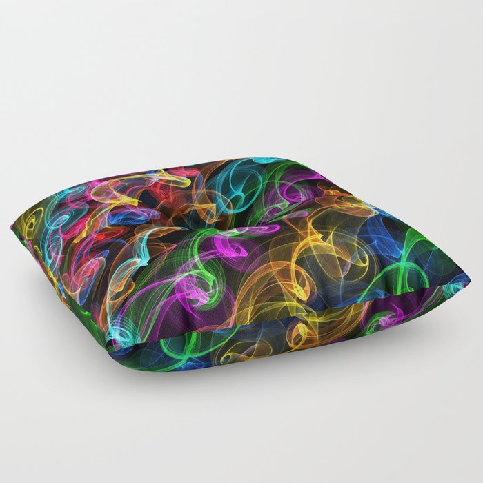 Abstract Rainbow Curves Pattern Design Floor Pillow