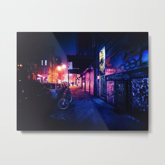 Lower East Side - Night on Rivington Street Metal Print