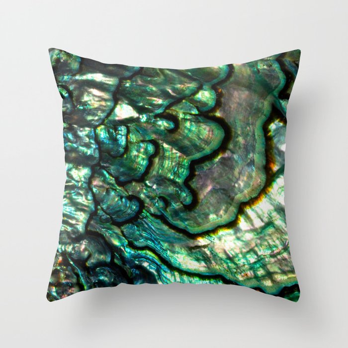 Shimmering Green Abalone Mother of Pearl Throw Pillow