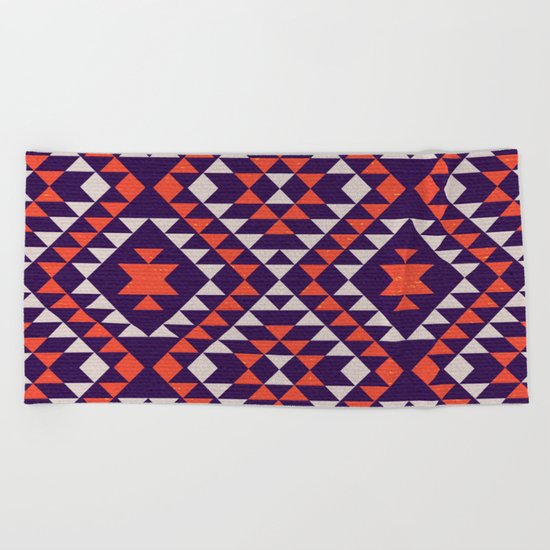Geometric tribal pattern Beach Towel