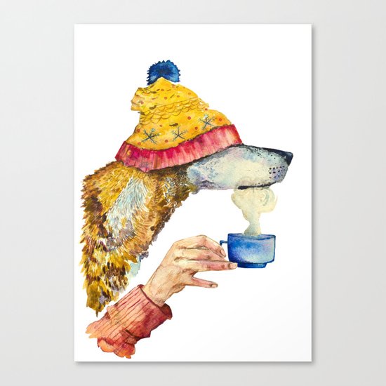 Watercolor dog Canvas Print