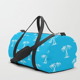 Turquoise And White Palm Trees Pattern Duffle Bag