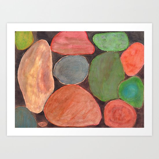 Lovely colorful Stones on dark Background Art Print