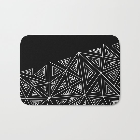 Abstract black and white pattern.Triangles 2 . Bath Mat