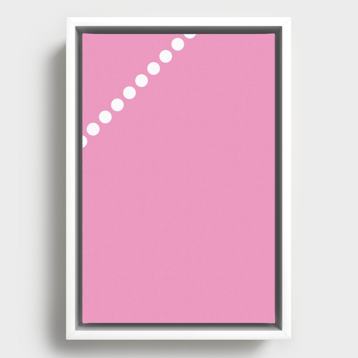 Pink and White Polka Dots Framed Canvas