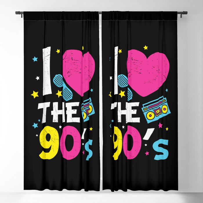 I Love The 90's Retro Heart Blackout Curtain