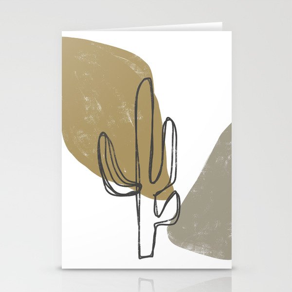 Standing Tall - Minimal Abstract Sketch of a Cactus Plant Stationery Cards