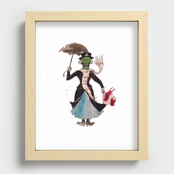 Zombie Mary Poppins Recessed Framed Print
