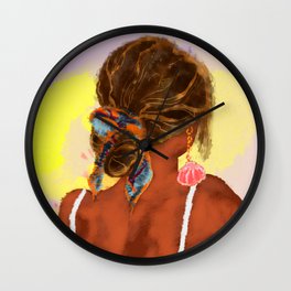 Watercolor painting of summer boho girl Wall Clock