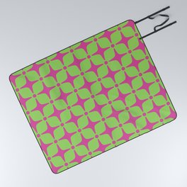 Colorful Mid Century Modern Star Pattern 948 Hot Pink and Chartreuse Green Picnic Blanket