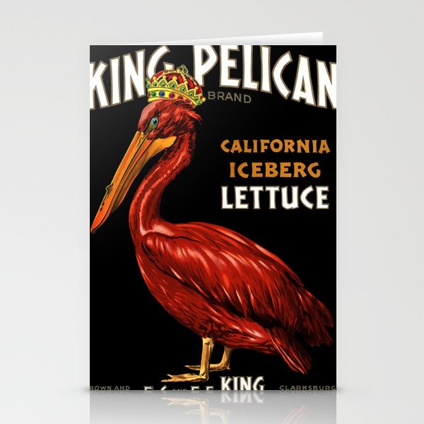 King Pelican red brand California Iceberg Lettuce vintage label advertising poster / posters Stationery Cards
