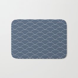 Japanese Waves Pattern Dark Blue Bath Mat | Digital, Motifs, Darkblue, Geometric, Waves, Pattern, Roomdecor, Motif, Blue, Bleu 
