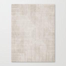 Minimalist White Beige Lines Geometric I Canvas Print