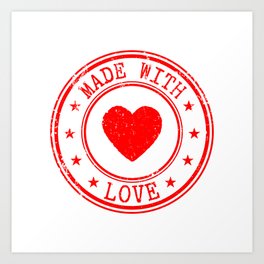 Made with love Art Print | Heart, Postageseal, Madewithlove, Letter, Funnygift, Digital, Valentines, Postal, Gift, Love 