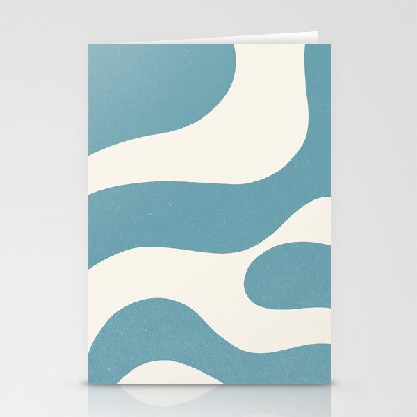 Nordic Abstract Blue and White Earthy Boho Organic Shapes Swirl Pattern Stationery Cards