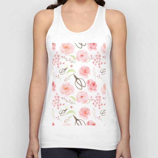Summer Flowers Flower Floral Pink Vintage Roses #Society6 Unisex Tank Top