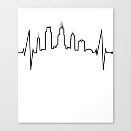 Chicago Skyline Heartbeat Heart Love Silhouette Chicago Canvas Print