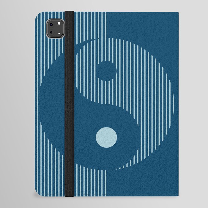 Geometric Lines Ying and Yang VIII in Midnight Blue iPad Folio Case