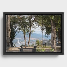 Beach View of Sailing Boat Framed Canvas