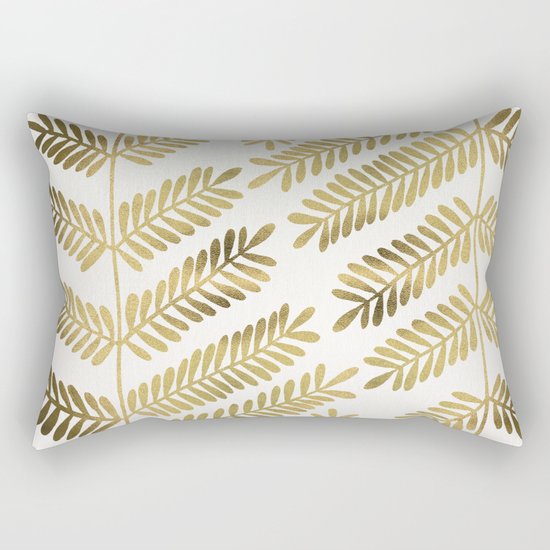 Gold Leaflets Rectangular Pillow