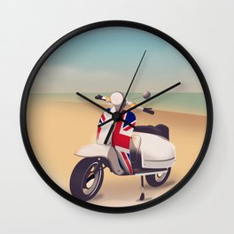 Union Jack Scooter Travel poster, Wall Clock