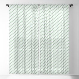 [ Thumbnail: Dark Sea Green & Mint Cream Colored Striped/Lined Pattern Sheer Curtain ]