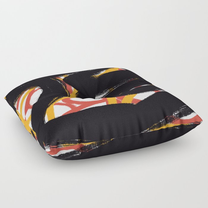 Abstract brushstrokes and line deco var 3 Floor Pillow
