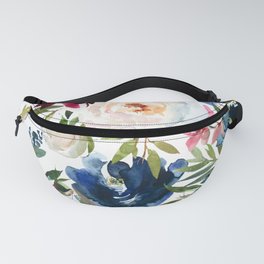 Burgundy Navy Floral Watercolor Pattern A OS Fanny Pack