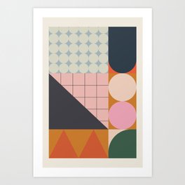 Colorful Retro Eclectic Geometric Print 1 Art Print