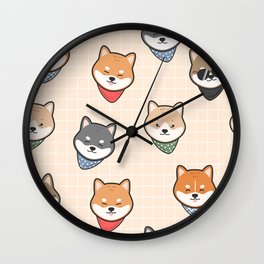 Cute Japanese Dog - Shiba Inu Pattern Wall Clock
