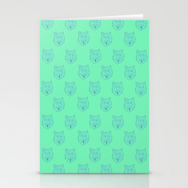 Crazed Polka Cat - Green Stationery Cards