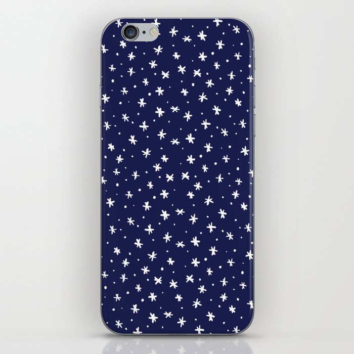 Snowflakes and dots - blue and white iPhone Skin